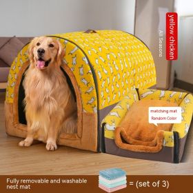 Large Dog House Type Pets Can Be Dismantled And Washed (Option: Yellow B-M)