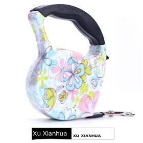 Pet Automatic Retractable Traction Dog Leash (Option: Xu Xian Flower-5 M X1cm Wide)