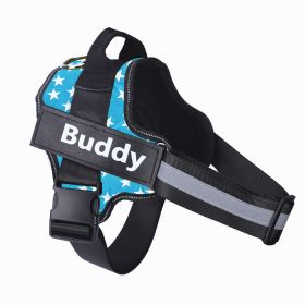 Dog Harness No Pull Reflective Breathable Adjustable Pet (Option: Blue and stars-L)