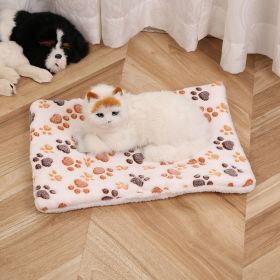 Pet Mat Warm Blanket Cartoon Double-sided Kennel (Option: White Dog Paw-Mat 30x40cm)