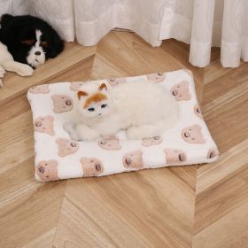 Pet Mat Warm Blanket Cartoon Double-sided Kennel (Option: White Bear-Mat 30x40cm)