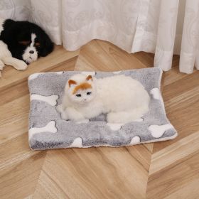 Pet Mat Warm Blanket Cartoon Double-sided Kennel (Option: Gray Bone-Mat 40x50cm)