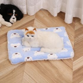 Pet Mat Warm Blanket Cartoon Double-sided Kennel (Option: Blue Bear-Mat 40x50cm)