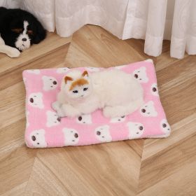 Pet Mat Warm Blanket Cartoon Double-sided Kennel (Option: Pink Bear-Mat 40x50cm)