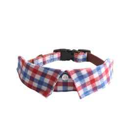 Pet Supplies Gentleman Dog Collar Bow Tie Detachable (Option: Red And White Plaid-M)