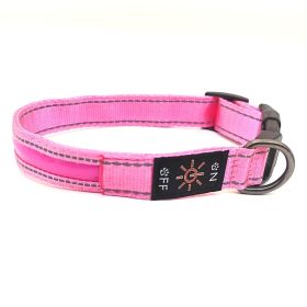 LED Luminous Dog Collar Highlight Reflective Leather Reflective Stripe Ribbon (Option: Colorful Pink-XS)