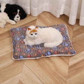 Pet Mat Warm Blanket Cartoon Double-sided Kennel (Option: Coffee Dog Paw-Mat 50x60cm)