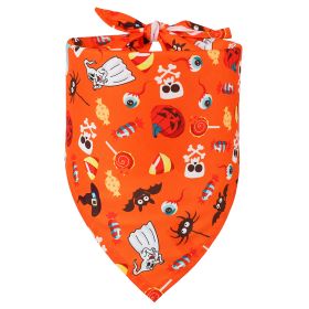 Pet Halloween Triangular Binder Dog Cat Skull Decoration Bib (Option: Orange White Ghost-M)