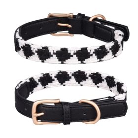 Soft Woven Prismatic Plaid Dog Collar (Option: Black-S)