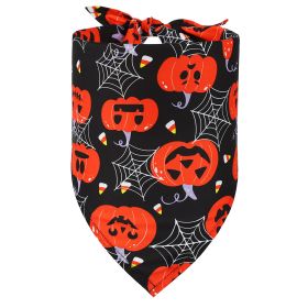 Pet Halloween Triangular Binder Dog Cat Skull Decoration Bib (Option: Pumpkin Spider Web-M)