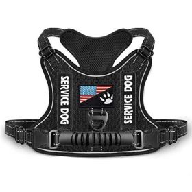 Shock Absorption Comfortable Night Vision Reflective Pet Harness Dog Vest Traction Chest Strap (Option: Black-M)